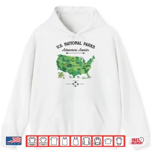 Hoodie Sixty Three National Parks Map US Park Retro Vintage Camping Hiking Shirt