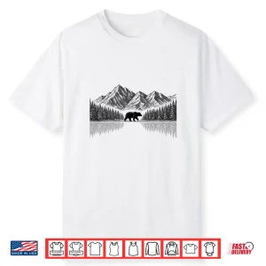Vintage Mountain Bear Nature Landscape Trees Reflection Shirt