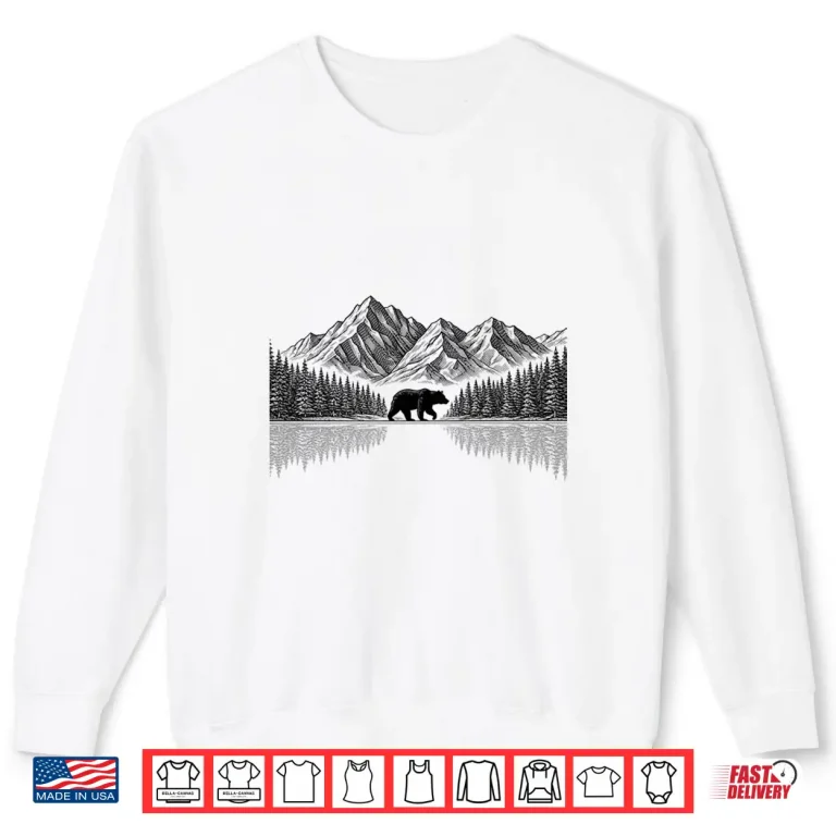 Sweatshirt Vintage Mountain Bear Nature Landscape Trees Reflection Shirt