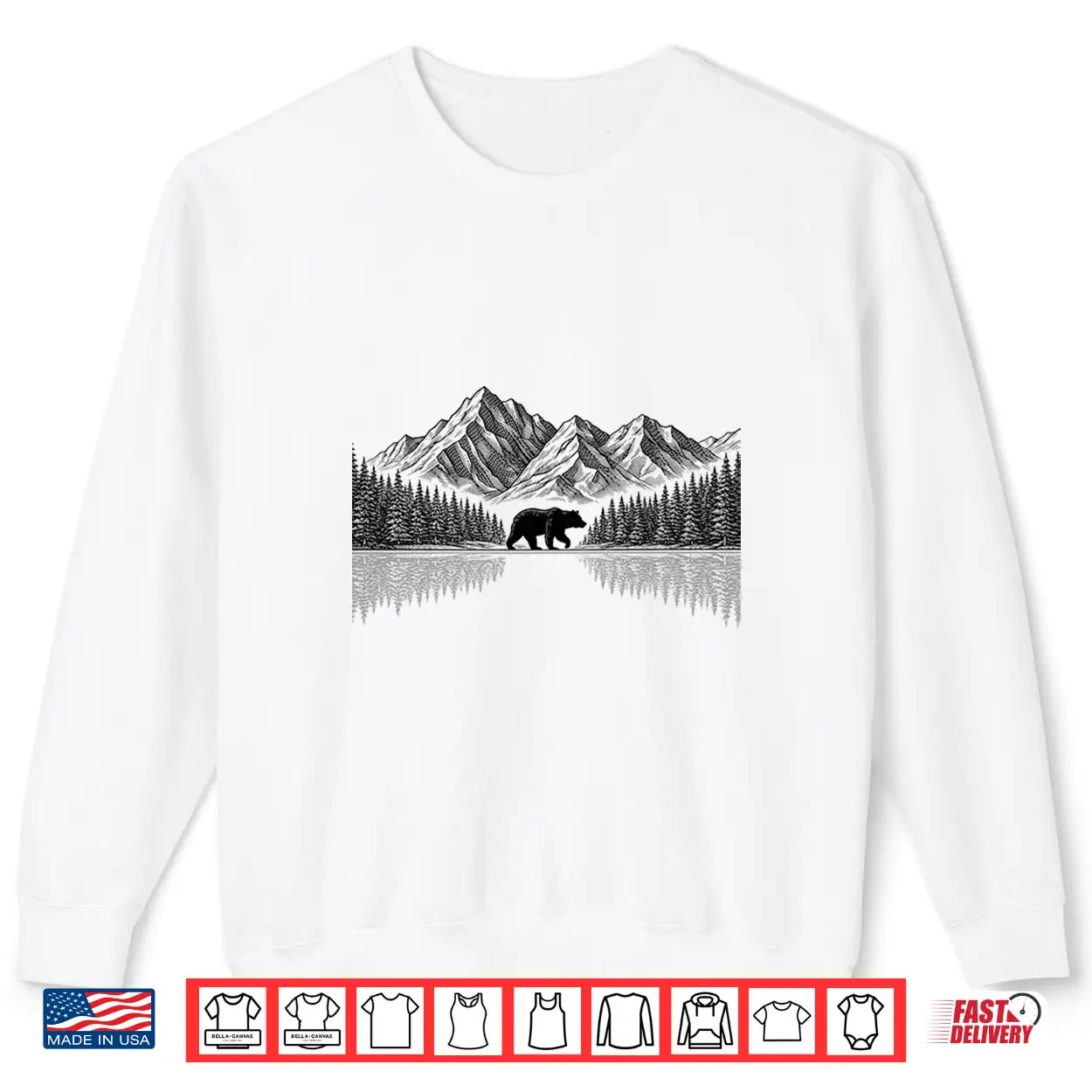 Vintage Mountain Bear Nature Landscape Trees Reflection Shirt Vintage Mountain Bear Nature Landscape Trees Reflection Shirt
