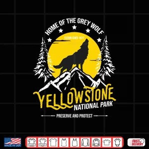 Design Yellowstone National Park Grey Wolf Hiking Camping Lover Shirt