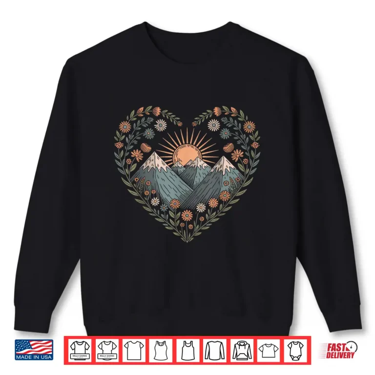 Sweatshirt Hiking Heart Nature Wildlife Hiker Trekking Shirt