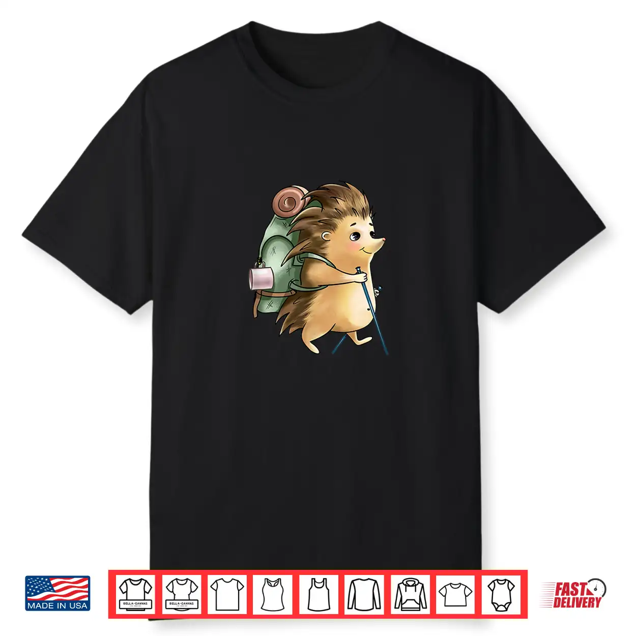 Cute Hedgehog Hiker Outdoor Travel Trekking Camping Shirt Cute Hedgehog Hiker Outdoor Travel Trekking Camping Shirt