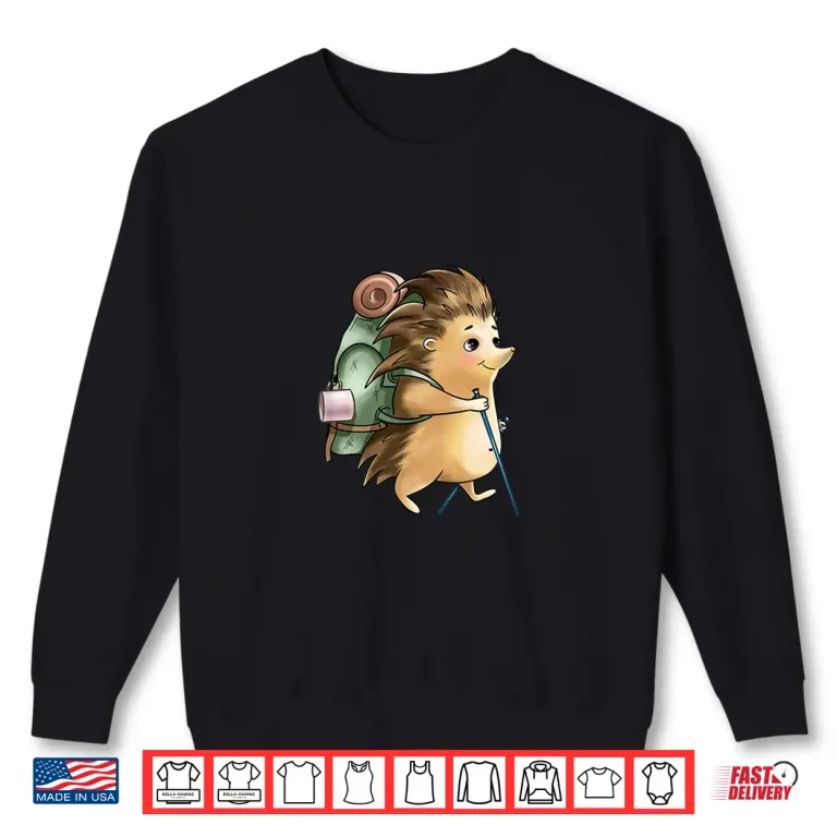Sweatshirt Cute Hedgehog Hiker Outdoor Travel Trekking Camping Shirt