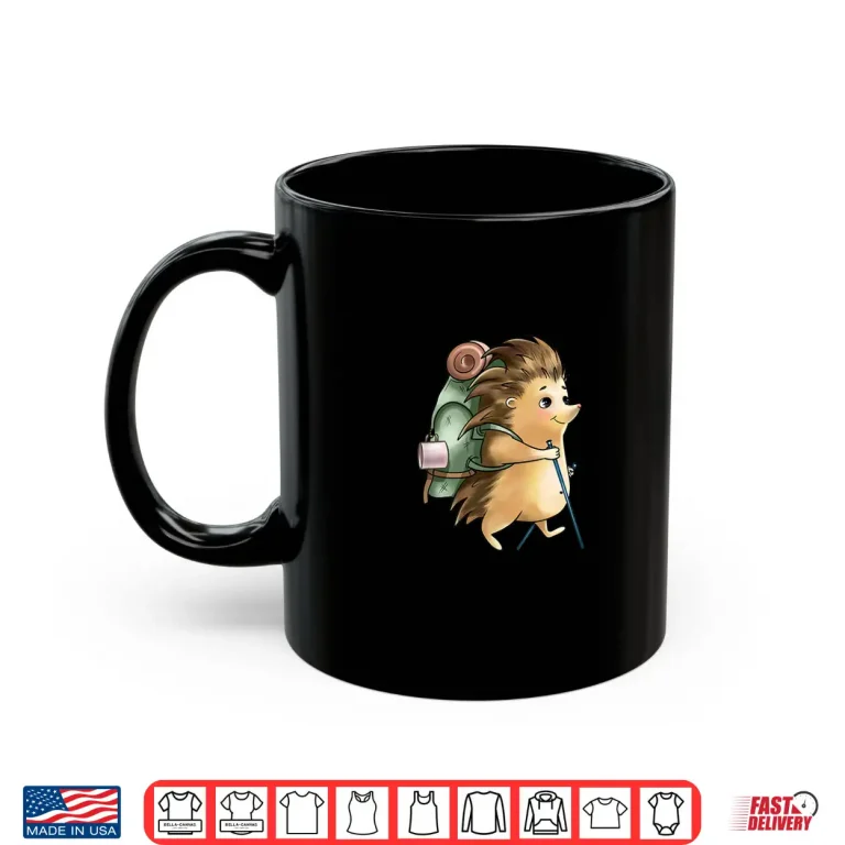 Mug Cute Hedgehog Hiker Outdoor Travel Trekking Camping Shirt