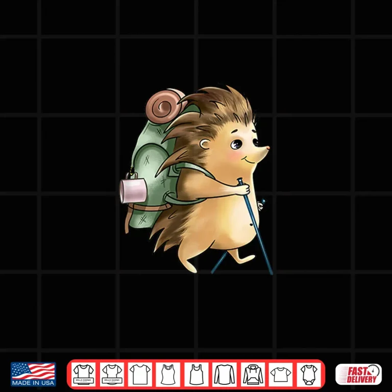 Design Cute Hedgehog Hiker Outdoor Travel Trekking Camping Shirt