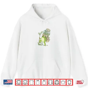 Hoodie Frog Hiking Trekking through Nature with Cheerful Tadpoles Shirt