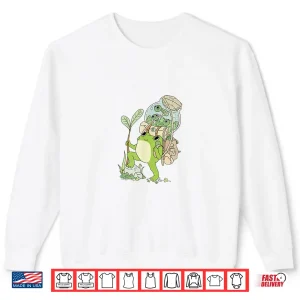 Sweatshirt Frog Hiking Trekking through Nature with Cheerful Tadpoles Shirt
