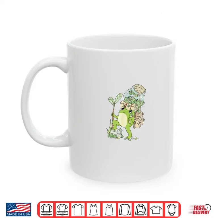 Mug Frog Hiking Trekking through Nature with Cheerful Tadpoles Shirt