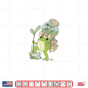 Design Frog Hiking Trekking through Nature with Cheerful Tadpoles Shirt