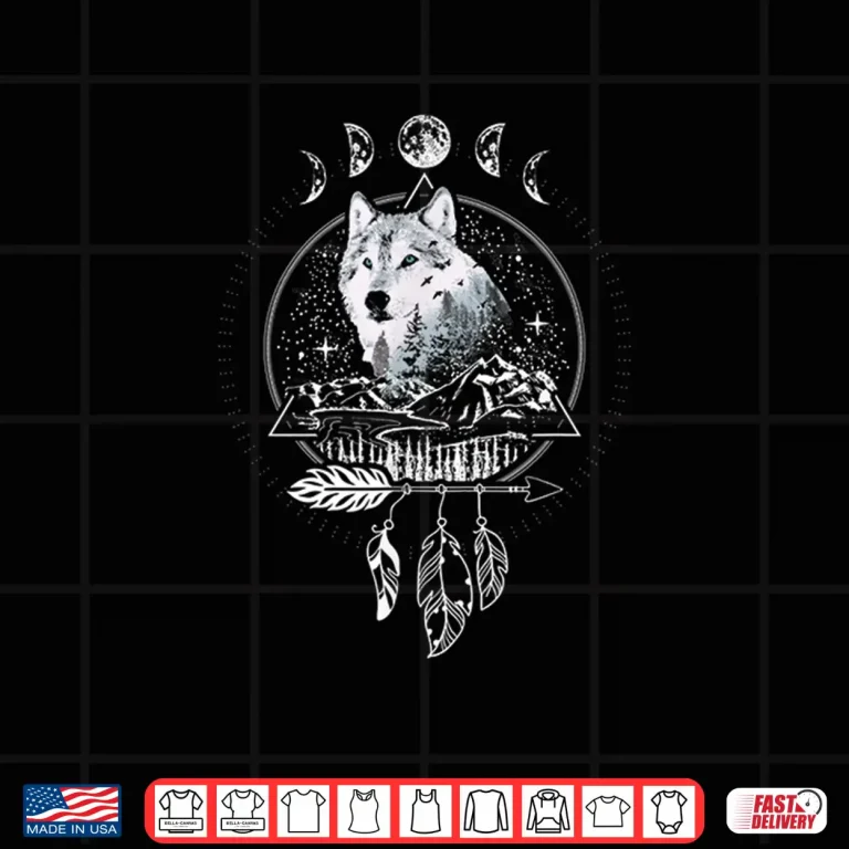 Design Howling Wolf Full Moon Night Sky Geometric Pattern Shirt