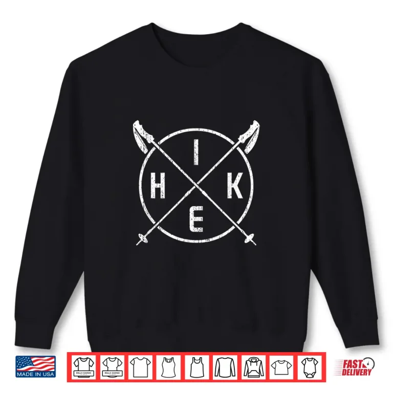 Sweatshirt Vintage Hiking Shirt Trekking Poles Logo Hiker Tee