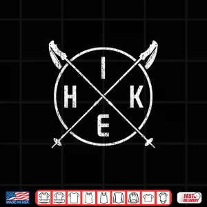 Design Vintage Hiking Shirt Trekking Poles Logo Hiker Tee