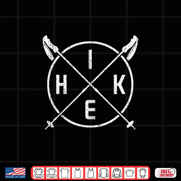 Design Vintage Hiking Shirt Trekking Poles Logo Hiker Tee