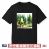 Avocado Hiker In Lush Forest With Path. Trekking Backpack Shirt