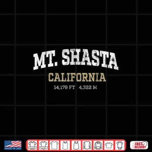 Design Mt Shasta California Vintage Athletic White Arch Shirt