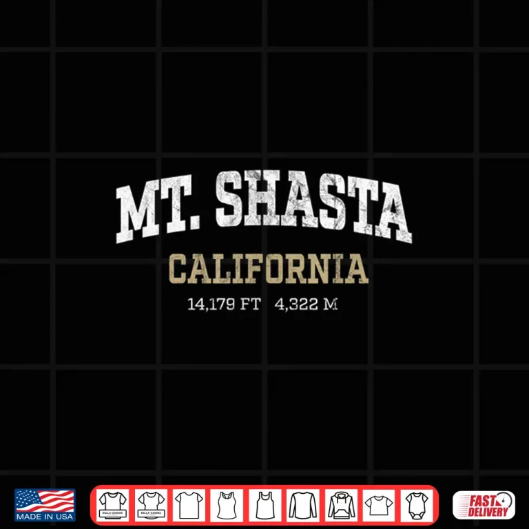 Design Mt Shasta California Vintage Athletic White Arch Shirt