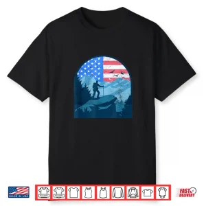 American Hiking Usa Flag Mountain Trekking Funny Usa Hiking Shirt