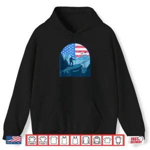 Hoodie American Hiking USA Flag Mountain Trekking Funny USA Hiking Shirt