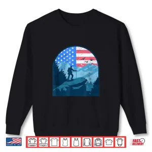 Sweatshirt American Hiking USA Flag Mountain Trekking Funny USA Hiking Shirt