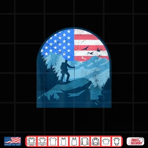 Design American Hiking USA Flag Mountain Trekking Funny USA Hiking Shirt