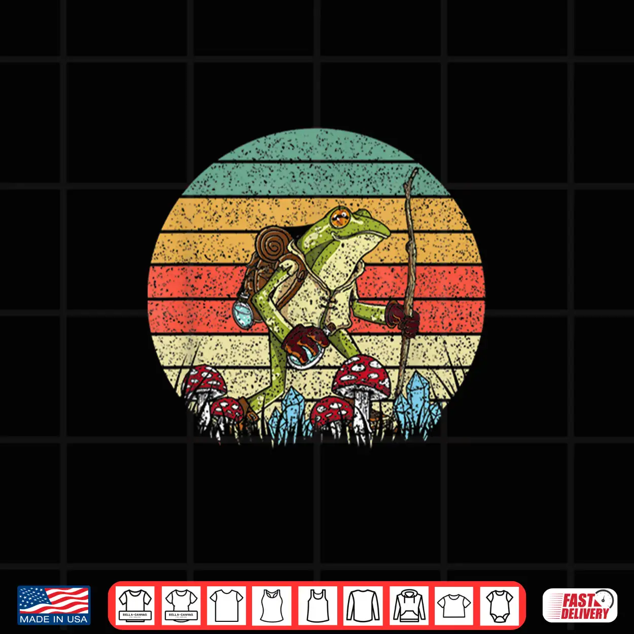 Cottagecore Aesthetic Hiker Frog Hiking Trekking Camper Shirt