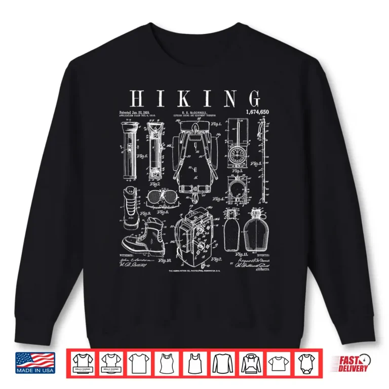 Sweatshirt Hiking Trekking Hiker Outdoor Hike Adventure Vintage Patent Shirt