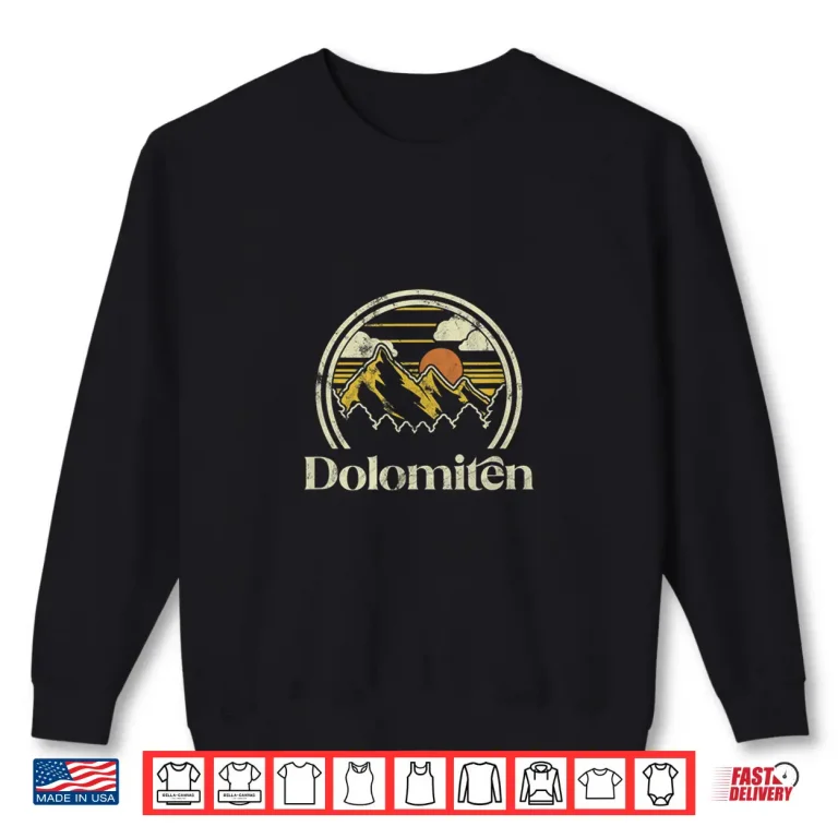 Sweatshirt Retro Dolomite Mountains Hiking Holiday Mountains Forest Trekking Shirt