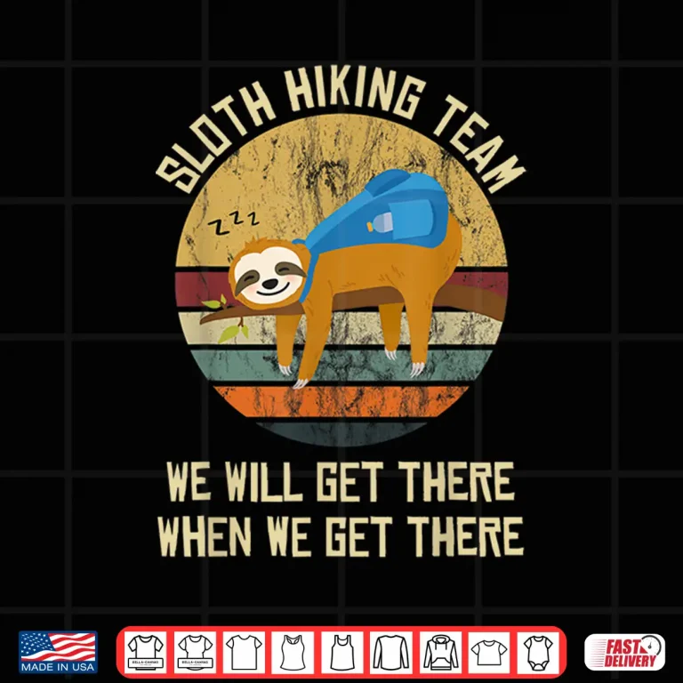 Design Sloth Hiking Team Shirt Mountain Trekking Nordic Walking