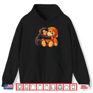 Hoodie Cute Baby Punch Monkey Hugging Stuffed Plush Shirt