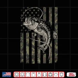 Design Camouflage American Flag Camo Bass Fishing Design on Back Shirt