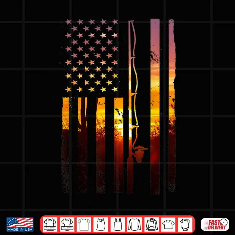 Design American Flag Fish Fisher Fisherman Funny Bass Fishing USA Shirt
