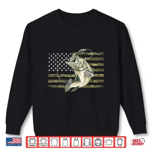 Sweatshirt Fishing Camouflage US American Flag Bass Fish Fisherman Camo Shirt