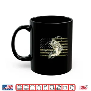 Mug Fishing Camouflage US American Flag Bass Fish Fisherman Camo Shirt