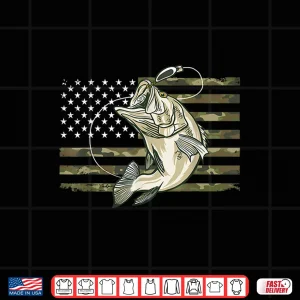 Design Fishing Camouflage US American Flag Bass Fish Fisherman Camo Shirt