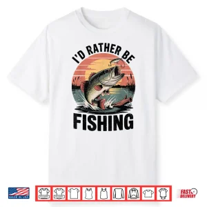 Funny I’D Rather Be Fishing Youth Boy Largemouth Bass Kids Shirt