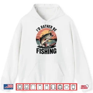 Hoodie Funny Id Rather Be Fishing Youth Boy Largemouth Bass Kids Shirt