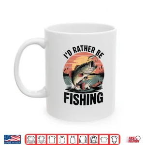 Mug Funny Id Rather Be Fishing Youth Boy Largemouth Bass Kids Shirt