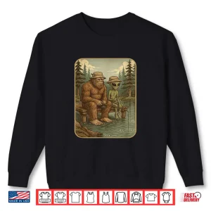 Sweatshirt Bigfoot Fishing Men Boys Sasquatch Fishing Distressed Shirt