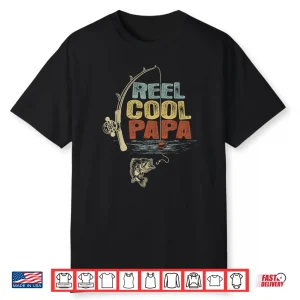 Mens Funny Fisherman Vintage Reel Cool Papa Shirt