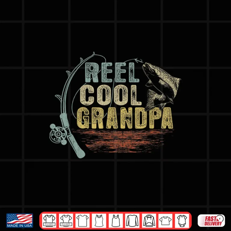 Design Mens Funny Fishing tee Vintage Reel Cool Grandpa Shirt