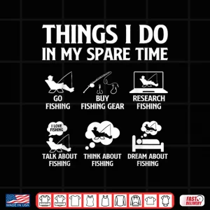Design Things I Do In My Spare Time Fishing Boys Men Bass Fishing Shirt
