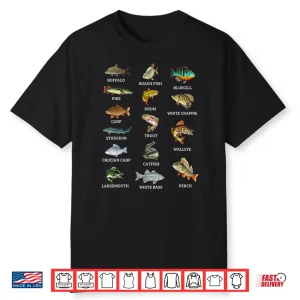 Types Of Freshwater Fish Species Fishing Fisherman Anglers Shirt
