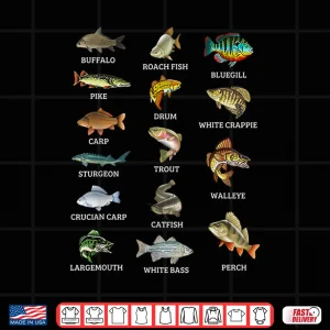 Types Of Freshwater Fish Species Fishing Fisherman Anglers Shirt 4 Design Types Of Freshwater Fish Species Fishing Fisherman Anglers Shirt