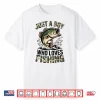Youth Just A Boy Who Loves Fishing Bass Fish Camo Old School Shirt