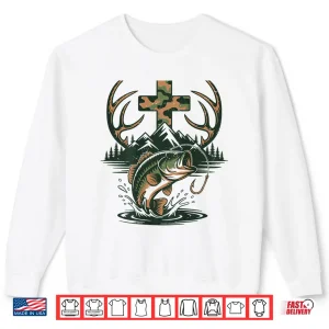 Sweatshirt Youth Camo Faith Hunting Fishing Cross Fisherman Christian Shirt