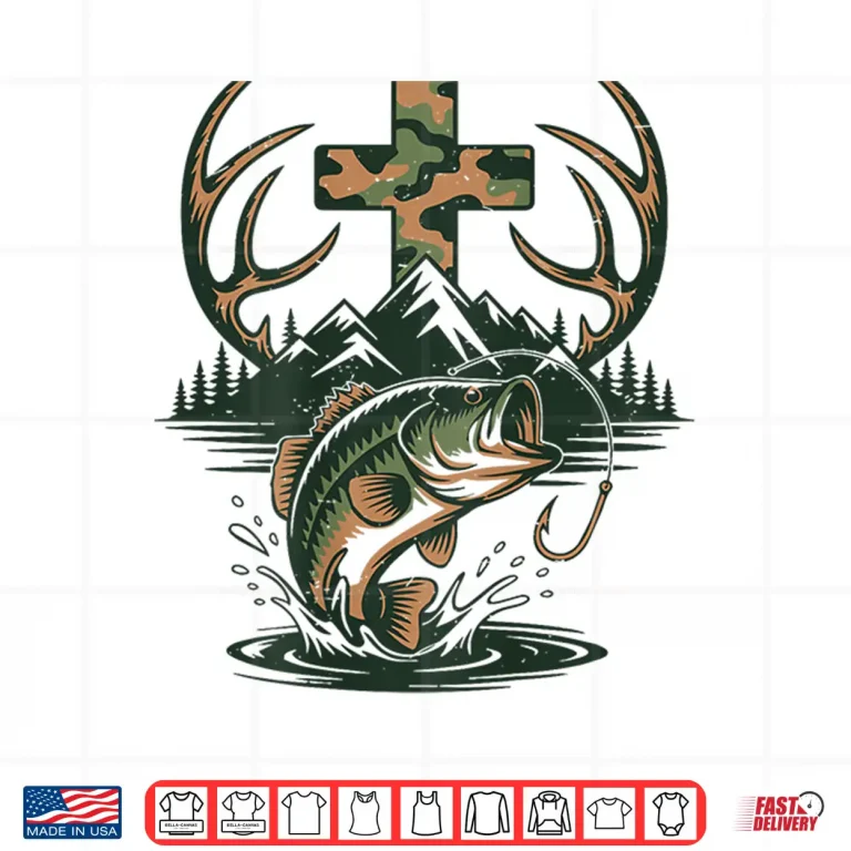Design Youth Camo Faith Hunting Fishing Cross Fisherman Christian Shirt