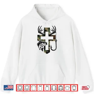 Hoodie Youth Camo Faith Hunting Fishing Cross Hook Christian Jesus Shirt