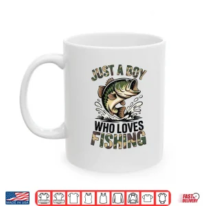 Mug Youth Just A Boy Who Loves Fishing Bass Fish Camo Old School Shirt
