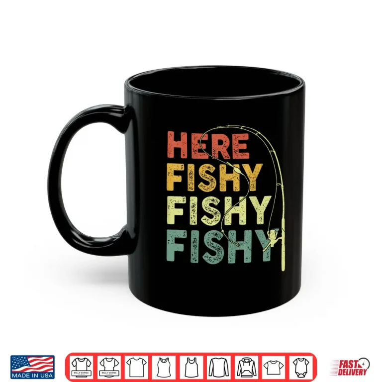 Mug Here Fishy Shirt Funny Fishing Bass Fish Dad Kids Boys Men Shirt